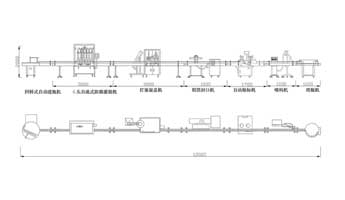 6头灌装打塞旋盖封口贴标喷码生产线